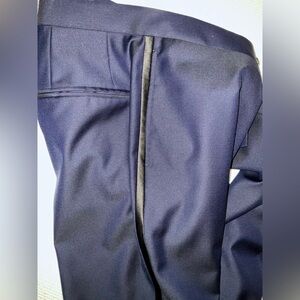 Knot Standard navy tuxedo unhemmed pants with black satin trim -waist 29/30 est.